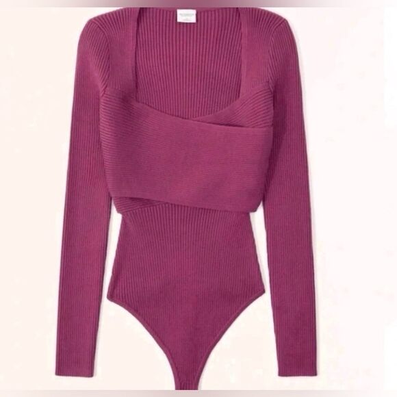 Abercrombie and fitch wrap knit bodysuit pink - Picture 1 of 4